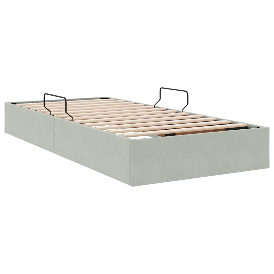 Ottoman Sengestel med opbevaring Lysegrå 100 x 200 cm Fløjl