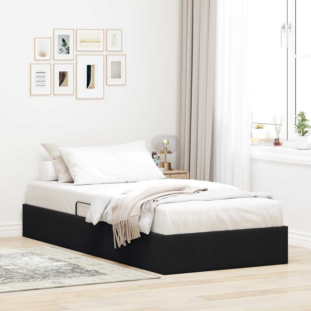 Ottoman Sengestel med opbevaring Sort 100 x 200 cm Fløjl