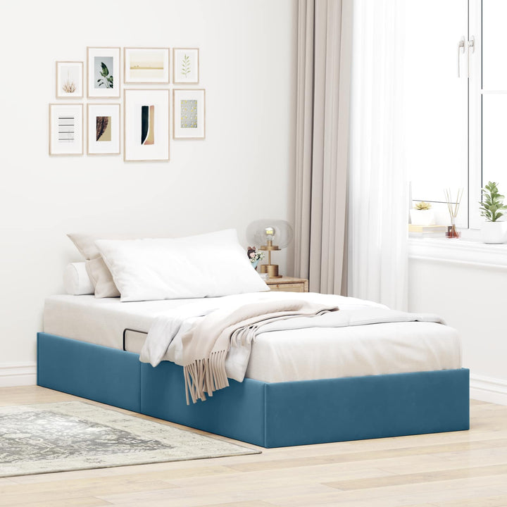 Ottoman Sengestel med opbevaring Mørk blå 100 x 200 cm Fløjl