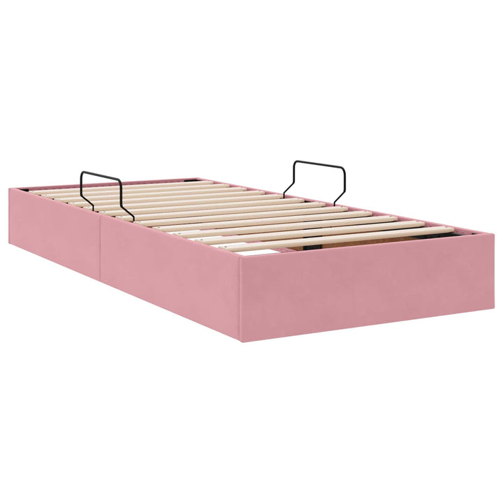 Ottoman Sengestel med opbevaring Lyserød 100 x 200 cm Fløjl