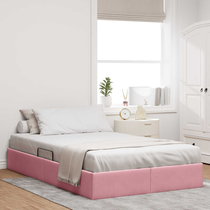 Ottoman Sengestel med opbevaring Lyserød 120 x 200 cm Fløjl