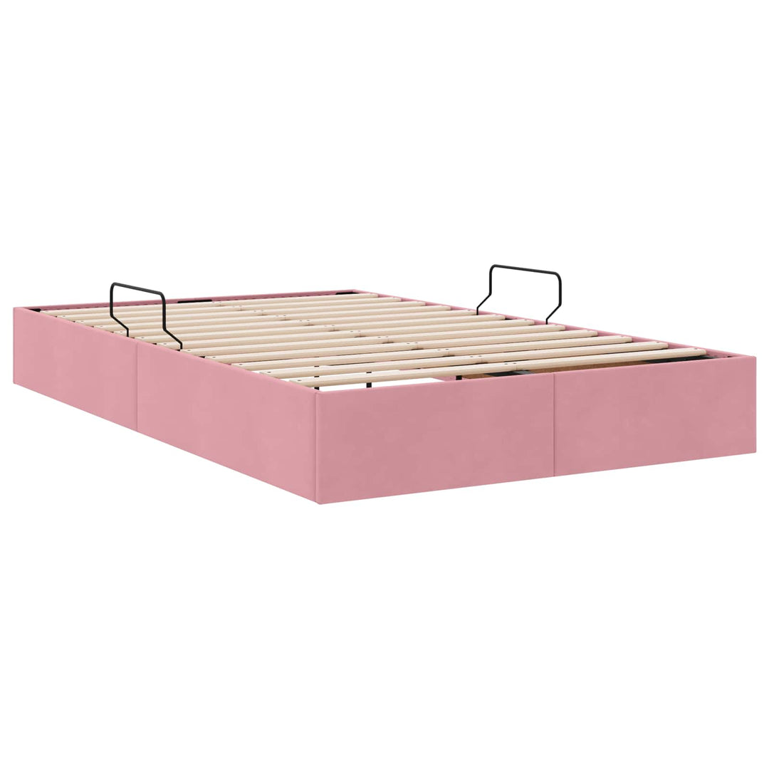 Ottoman Sengestel med opbevaring Lyserød 120 x 200 cm Fløjl