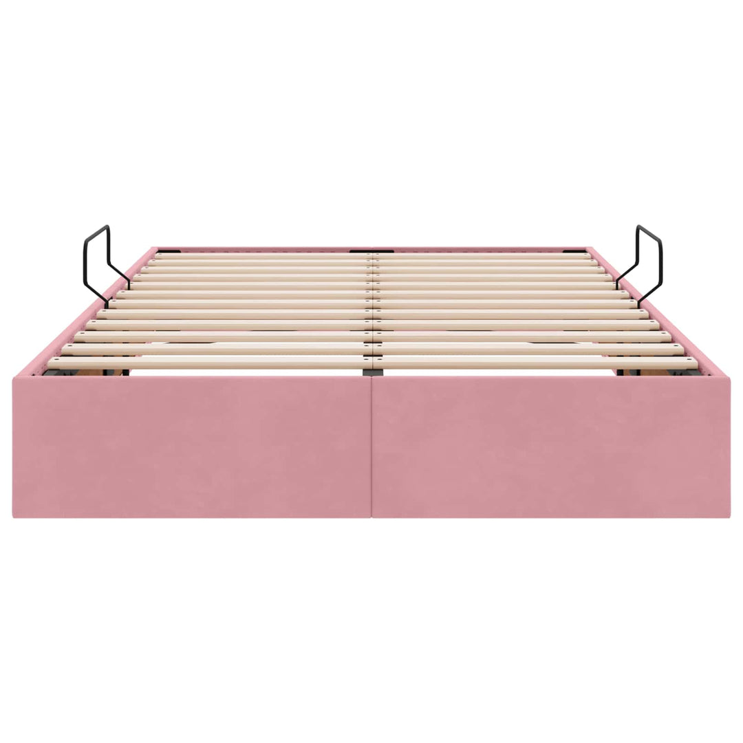 Ottoman Sengestel med opbevaring Lyserød 120 x 200 cm Fløjl