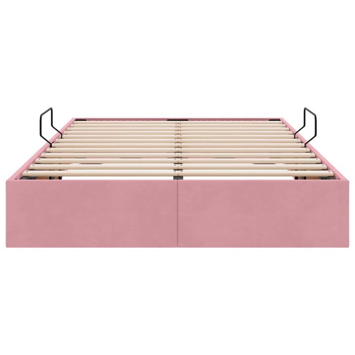 Ottoman Sengestel med opbevaring Lyserød 120 x 200 cm Fløjl