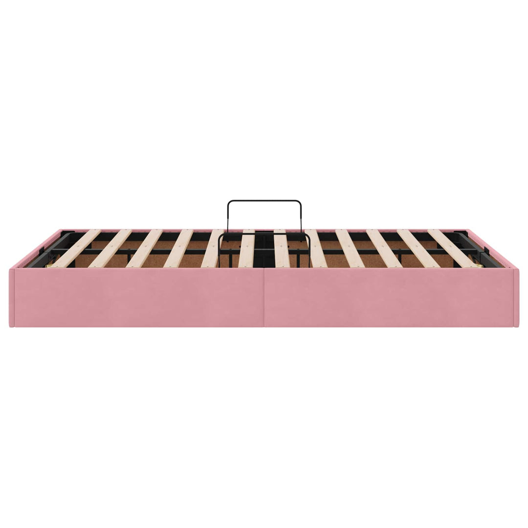 Ottoman Sengestel med opbevaring Lyserød 120 x 200 cm Fløjl
