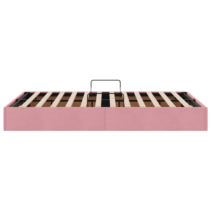Ottoman Sengestel med opbevaring Lyserød 120 x 200 cm Fløjl