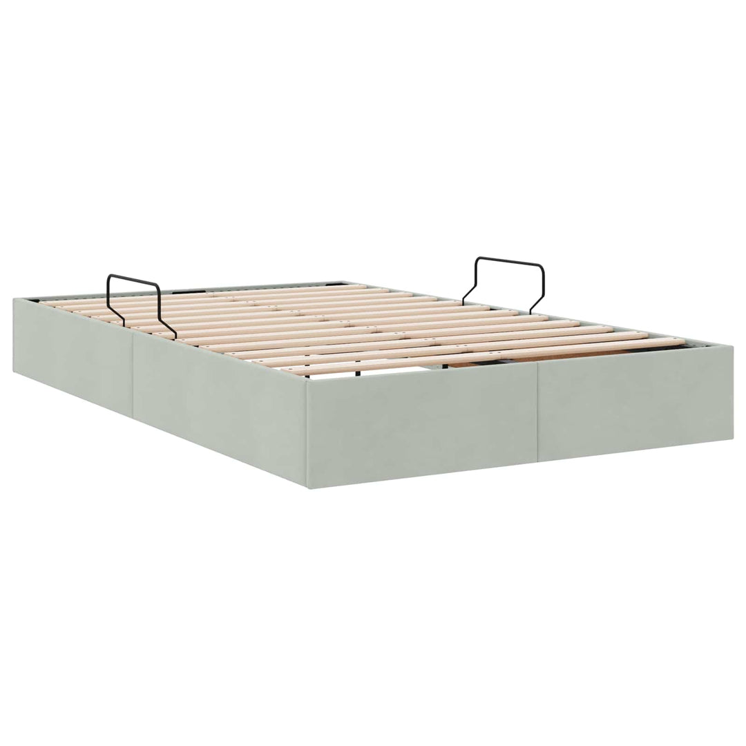 Ottoman Sengestel med opbevaring Lysegrå 120 x 200 cm Fløjl