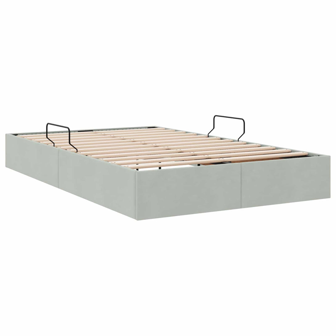 Ottoman Sengestel med opbevaring Lysegrå 120 x 200 cm Fløjl