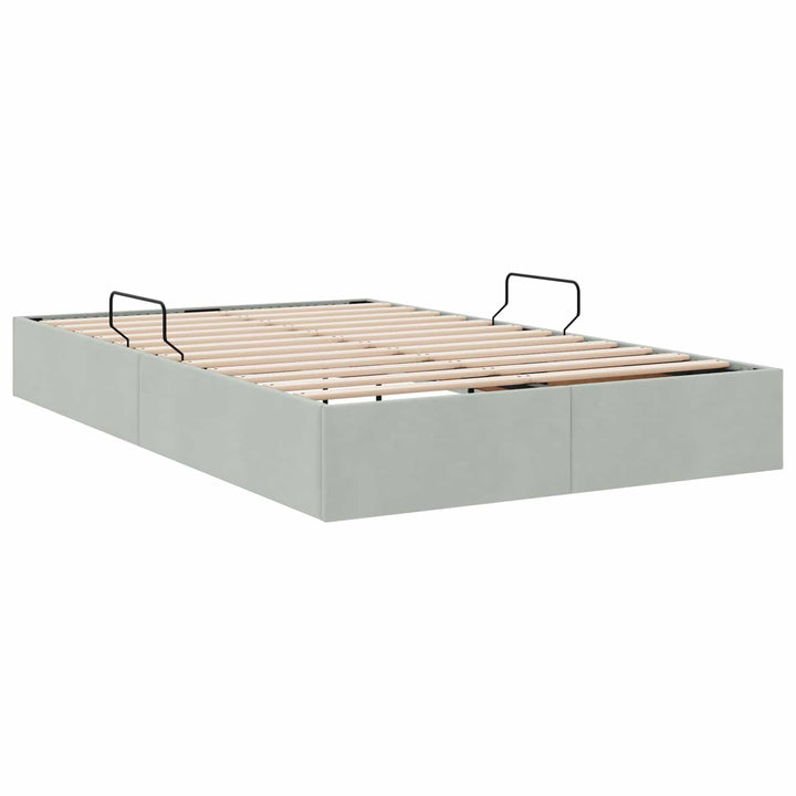 Ottoman Sengestel med opbevaring Lysegrå 120 x 200 cm Fløjl