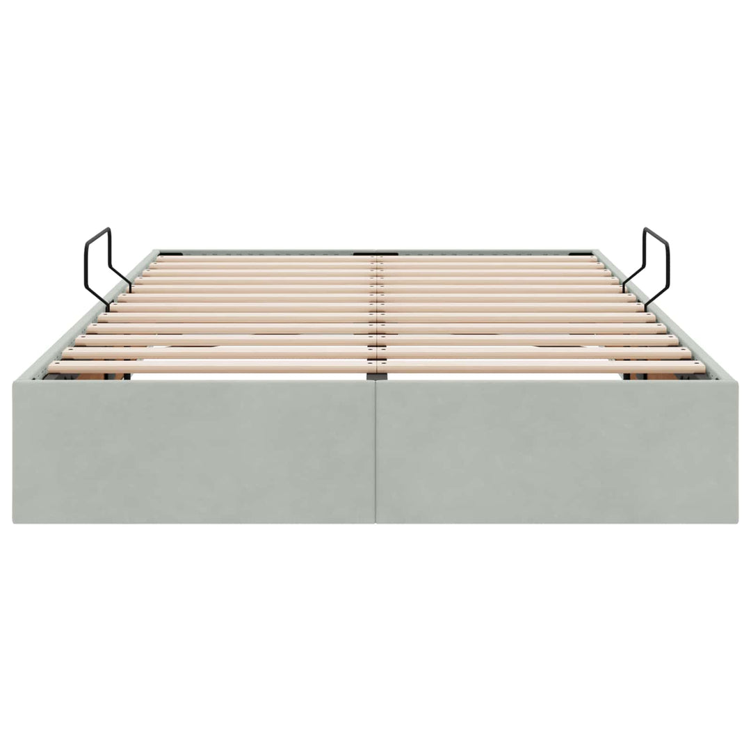 Ottoman Sengestel med opbevaring Lysegrå 120 x 200 cm Fløjl