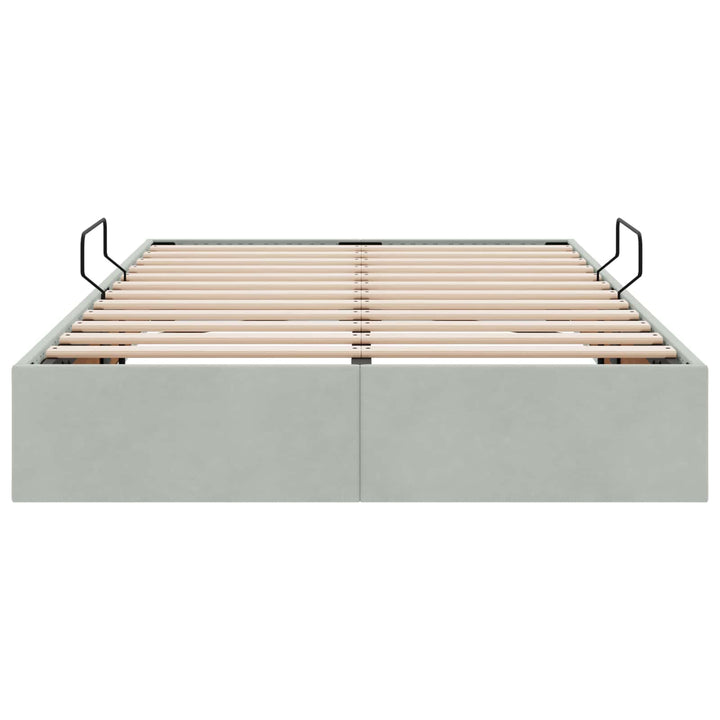 Ottoman Sengestel med opbevaring Lysegrå 120 x 200 cm Fløjl
