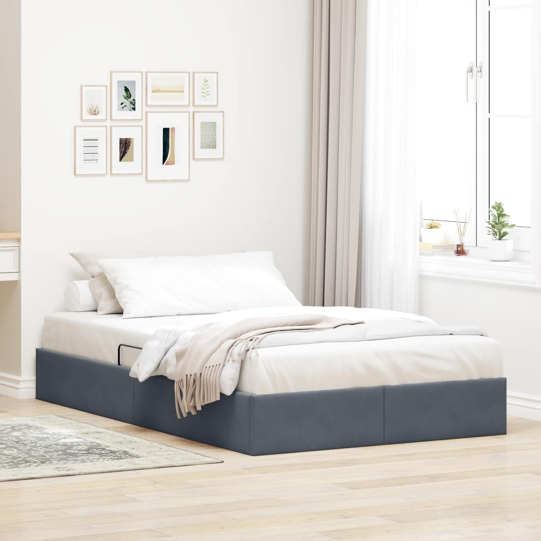 Ottoman Sengestel med opbevaring Mørkegrå 120 x 200 cm Fløjl