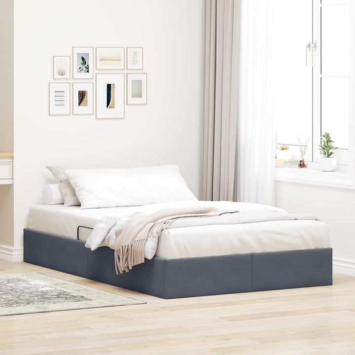 Ottoman Sengestel med opbevaring Mørkegrå 120 x 200 cm Fløjl