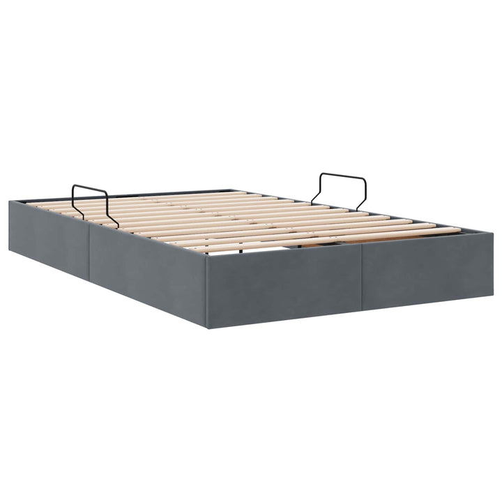 Ottoman Sengestel med opbevaring Mørkegrå 120 x 200 cm Fløjl
