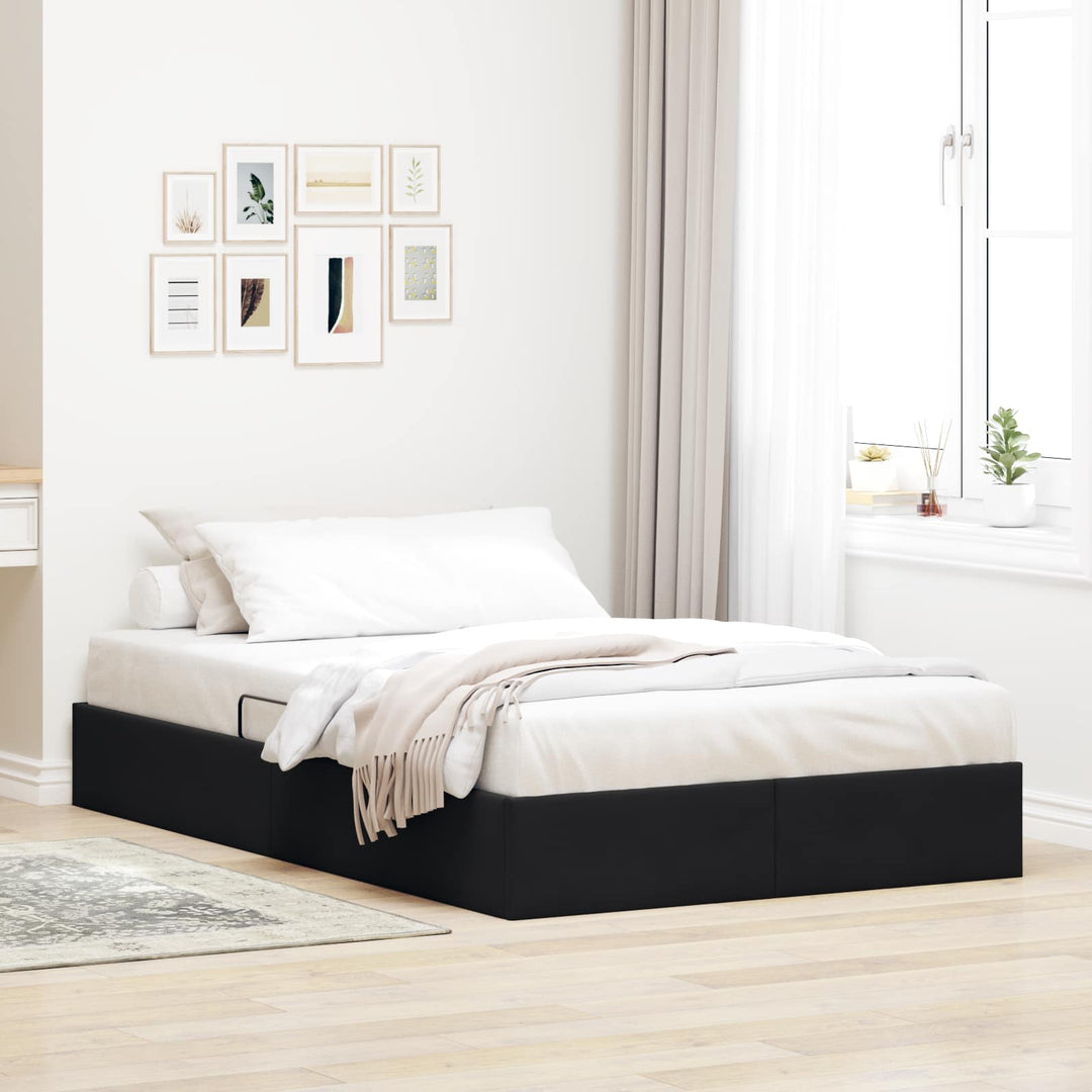 Ottoman Sengestel med opbevaring Sort 120 x 200 cm Fløjl