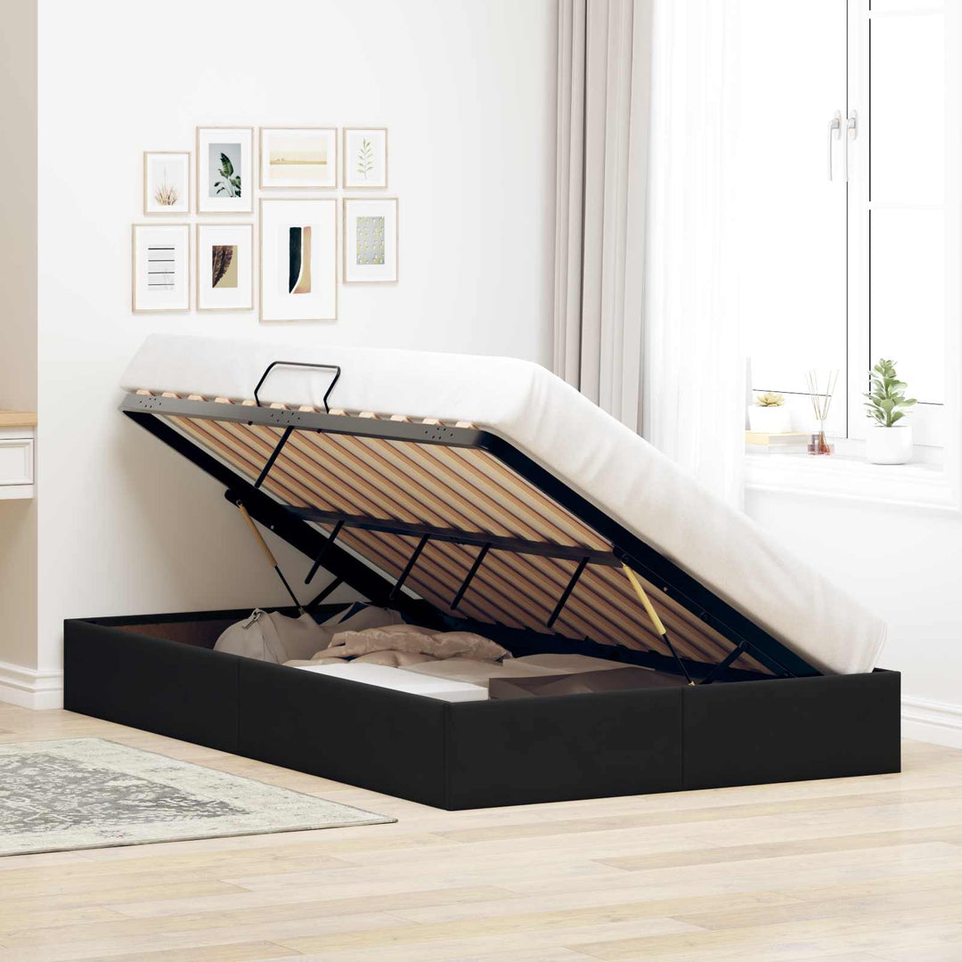Ottoman Sengestel med opbevaring Sort 120 x 200 cm Fløjl
