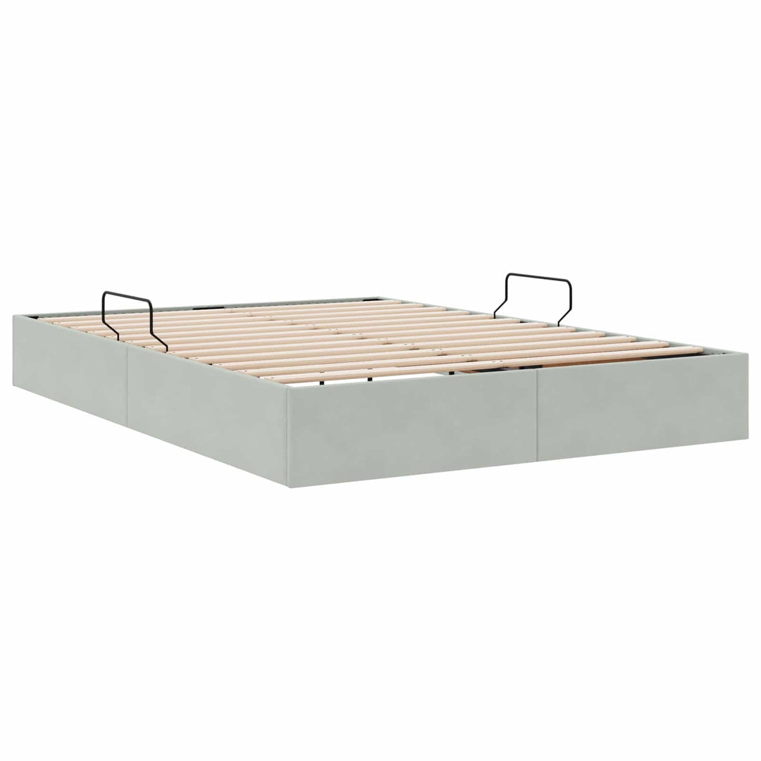 Ottoman Sengestel med opbevaring Lysegrå 140 x 190 cm Fløjl