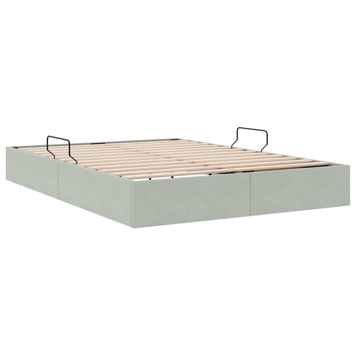 Ottoman Sengestel med opbevaring Lysegrå 140 x 190 cm Fløjl