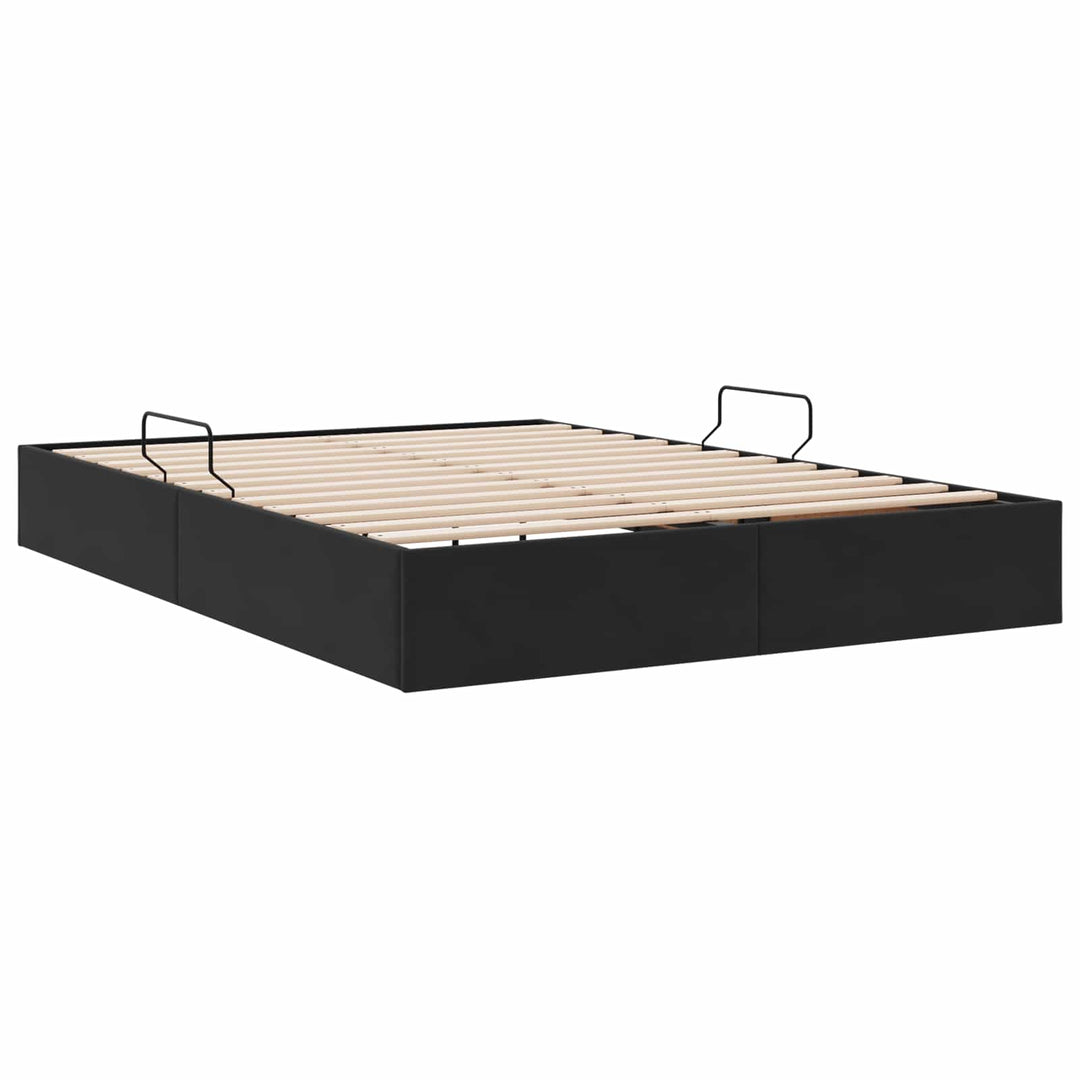 Ottoman Sengestel med opbevaring Sort 140 x 190 cm Fløjl