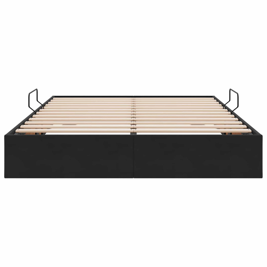 Ottoman Sengestel med opbevaring Sort 140 x 190 cm Fløjl