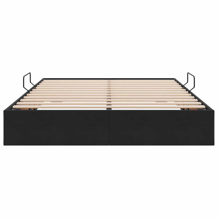 Ottoman Sengestel med opbevaring Sort 140 x 190 cm Fløjl