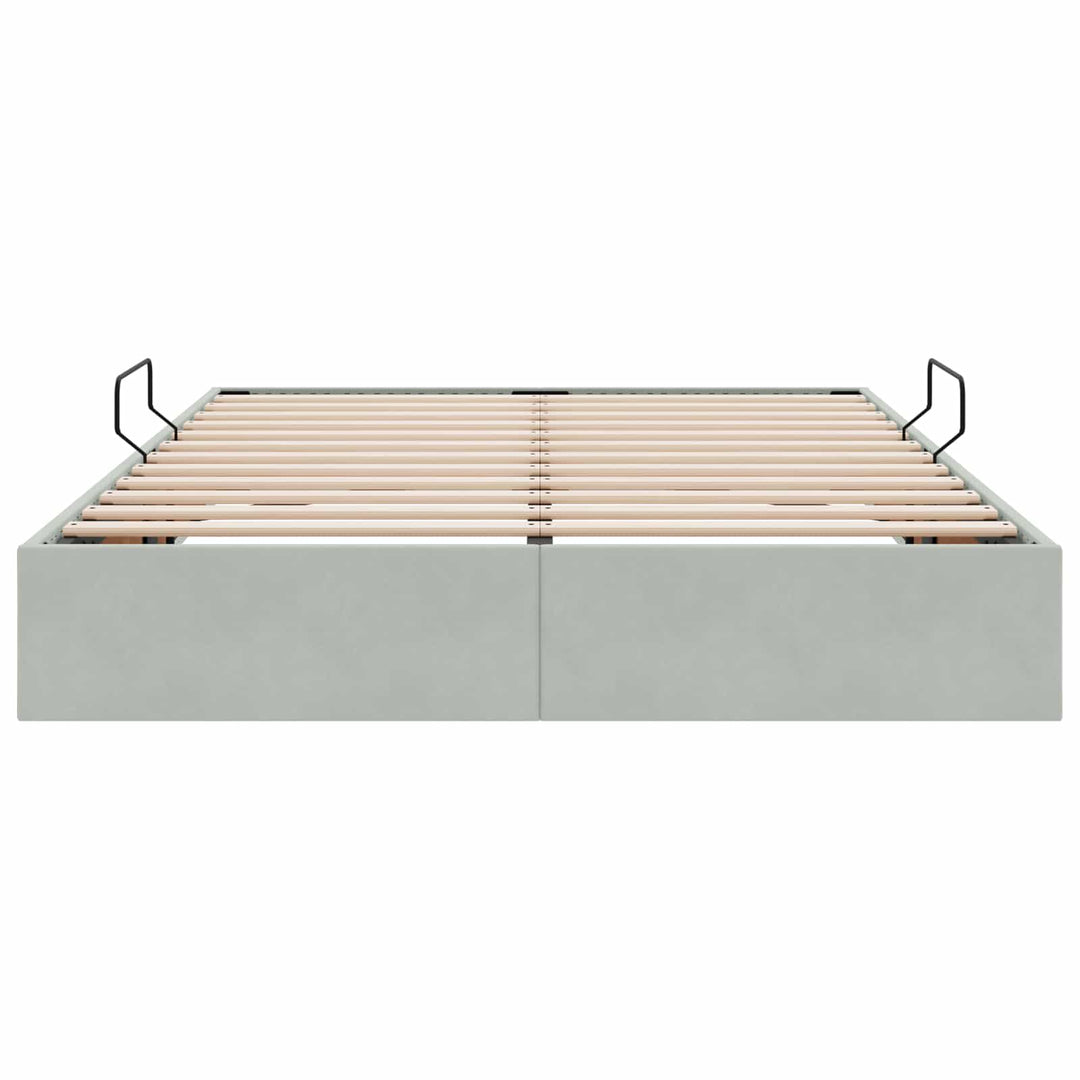 Ottoman Sengestel med opbevaring Lysegrå 140 x 200 cm Fløjl