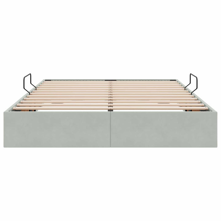 Ottoman Sengestel med opbevaring Lysegrå 140 x 200 cm Fløjl