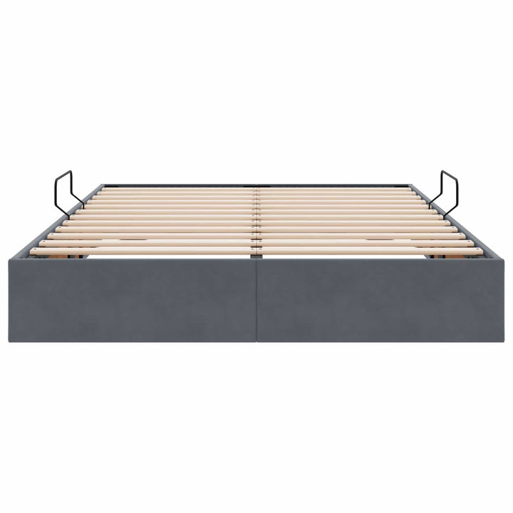Ottoman Sengestel med opbevaring Mørkegrå 140 x 200 cm Fløjl