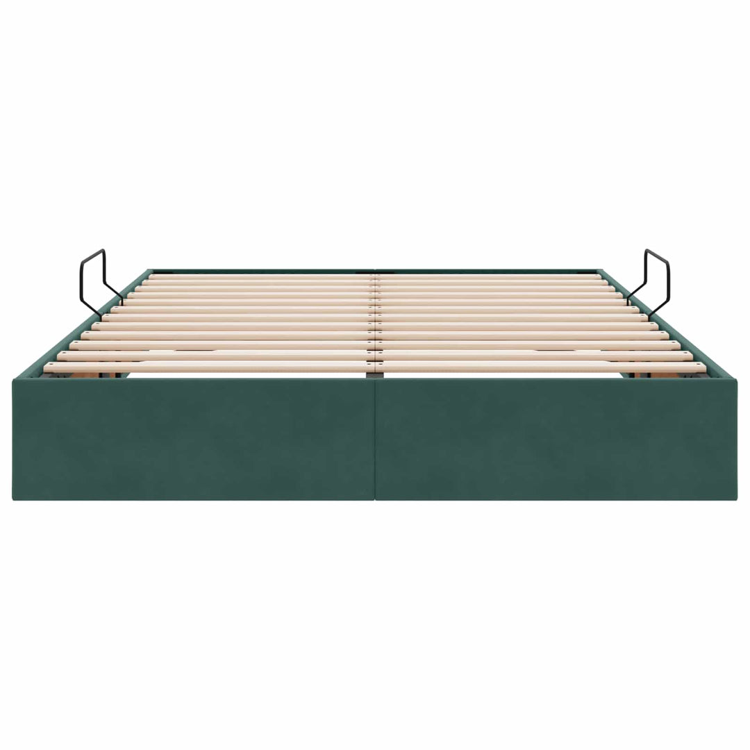 Ottoman Sengestel med opbevaring Mørkegrøn 140 x 200 cm Fløjl