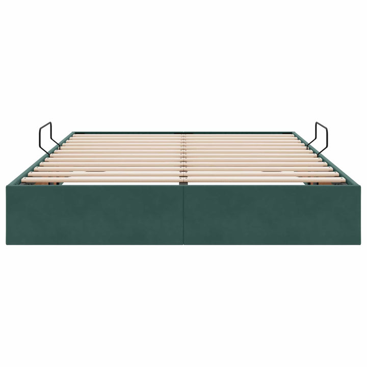 Ottoman Sengestel med opbevaring Mørkegrøn 140 x 200 cm Fløjl