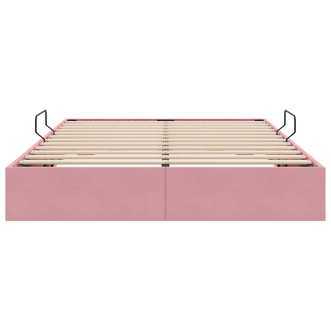 Ottoman Sengestel med opbevaring Lyserød 140 x 200 cm Fløjl