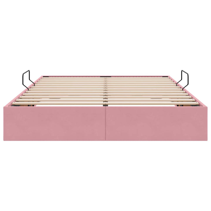 Ottoman Sengestel med opbevaring Lyserød 140 x 200 cm Fløjl