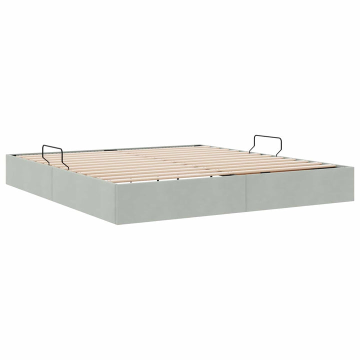 Ottoman Sengestel med opbevaring Lysegrå 160 x 200 cm Fløjl