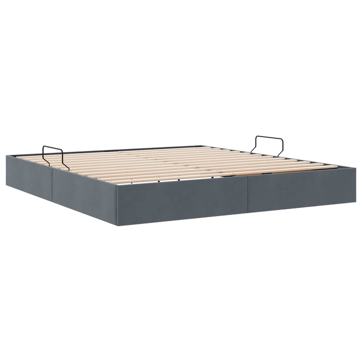 Ottoman Sengestel med opbevaring Mørkegrå 160 x 200 cm Fløjl