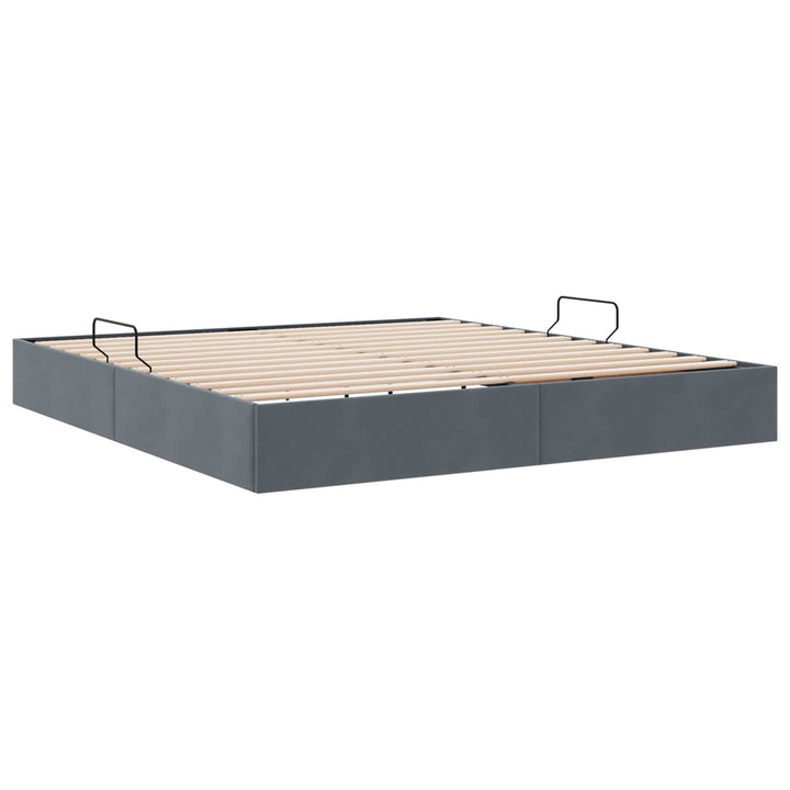 Ottoman Sengestel med opbevaring Mørkegrå 160 x 200 cm Fløjl