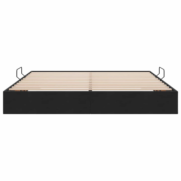 Ottoman Sengestel med opbevaring Sort 160 x 200 cm Fløjl