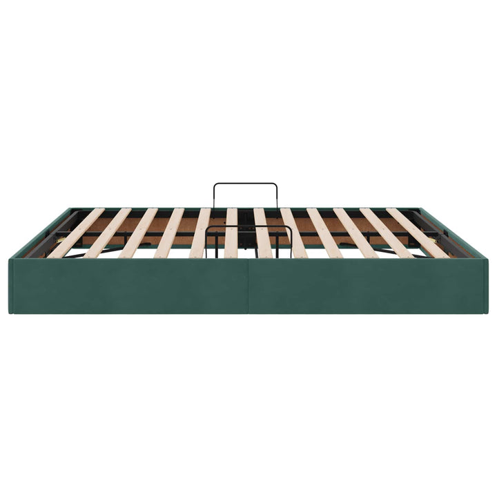 Ottoman Sengestel med opbevaring Mørkegrøn 160 x 200 cm Fløjl