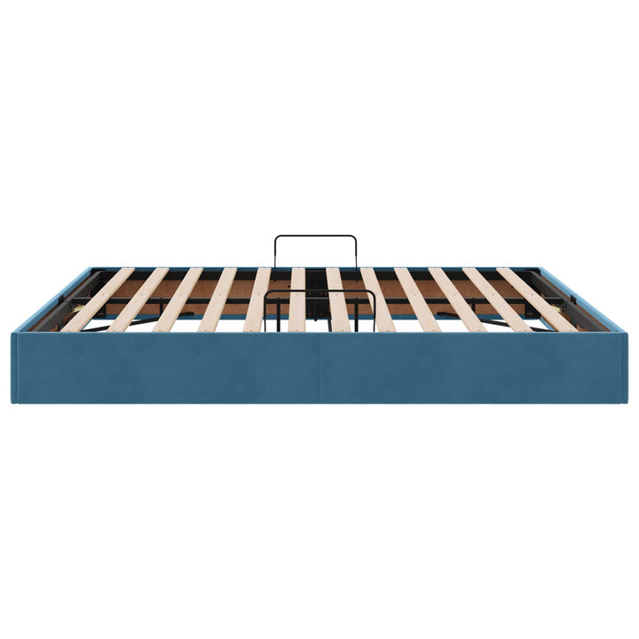 Ottoman Sengestel med opbevaring Mørk blå 160 x 200 cm Fløjl