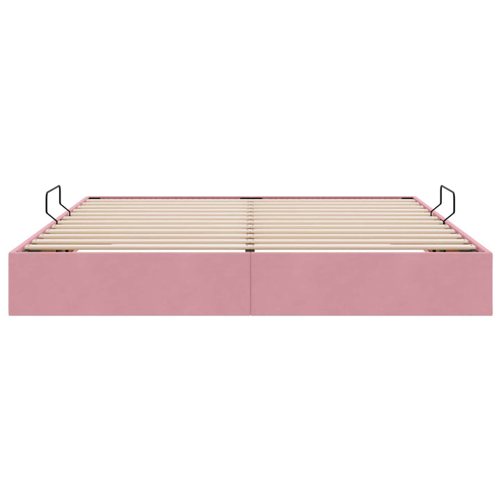 Ottoman Sengestel med opbevaring Lyserød 160 x 200 cm Fløjl