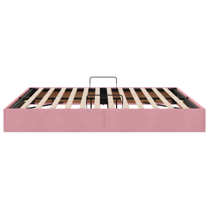 Ottoman Sengestel med opbevaring Lyserød 160 x 200 cm Fløjl