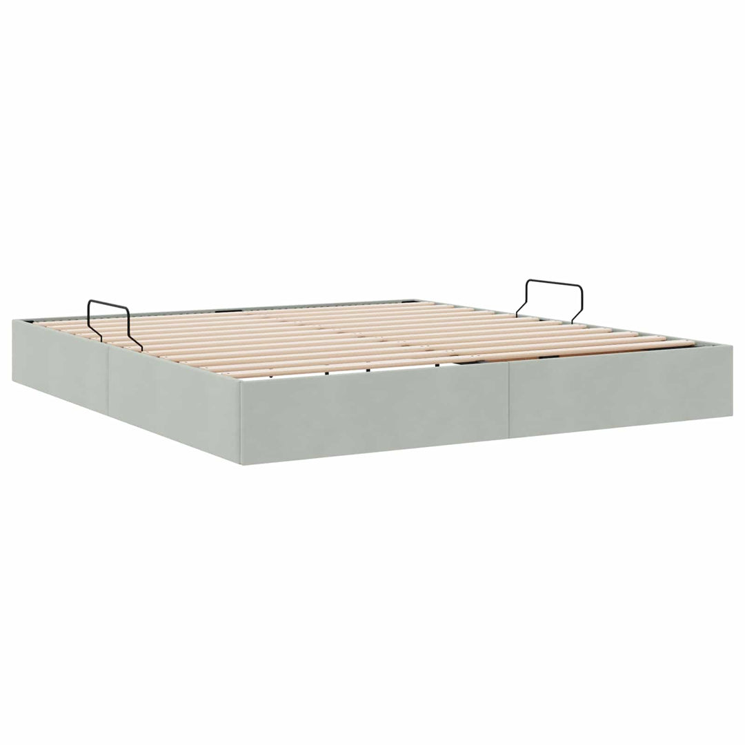 Ottoman Sengestel med opbevaring Lysegrå 180 x 200 cm Fløjl