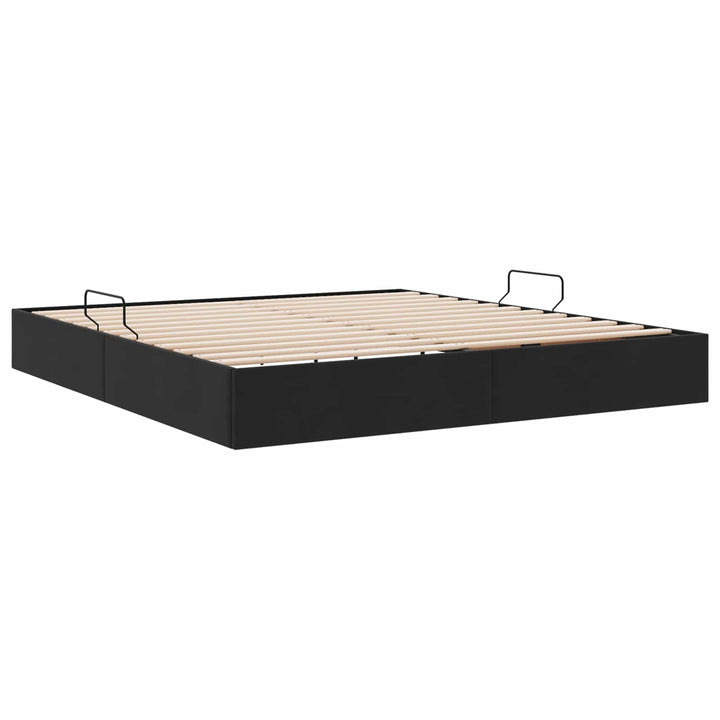 Ottoman Sengestel med opbevaring Sort 180 x 200 cm Fløjl