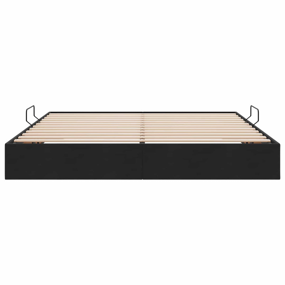 Ottoman Sengestel med opbevaring Sort 180 x 200 cm Fløjl