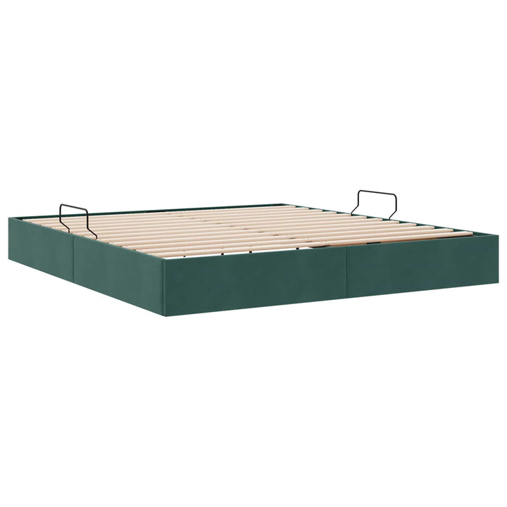 Ottoman Sengestel med opbevaring Mørkegrøn 180 x 200 cm Fløjl