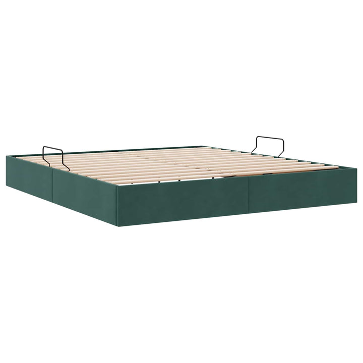 Ottoman Sengestel med opbevaring Mørkegrøn 180 x 200 cm Fløjl