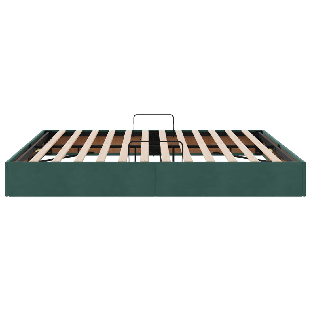 Ottoman Sengestel med opbevaring Mørkegrøn 180 x 200 cm Fløjl