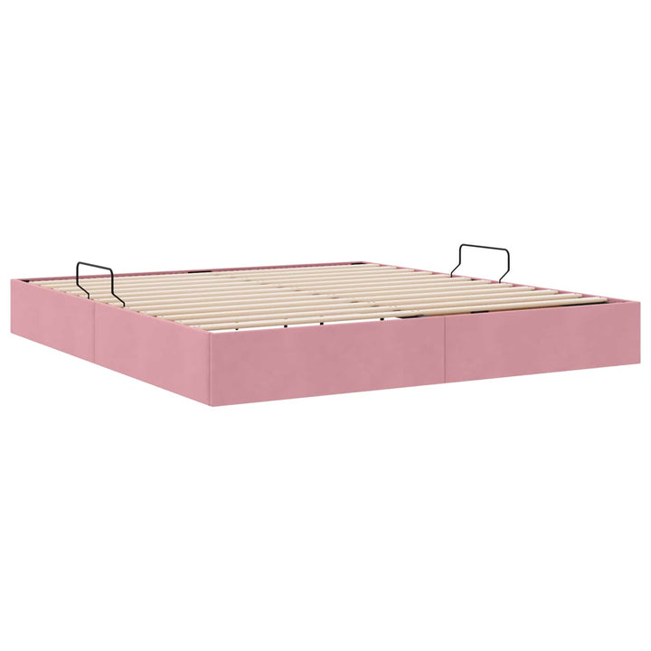 Ottoman Sengestel med opbevaring Lyserød 180 x 200 cm Fløjl