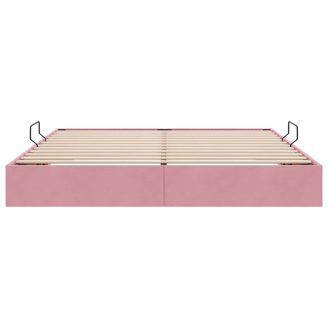 Ottoman Sengestel med opbevaring Lyserød 180 x 200 cm Fløjl