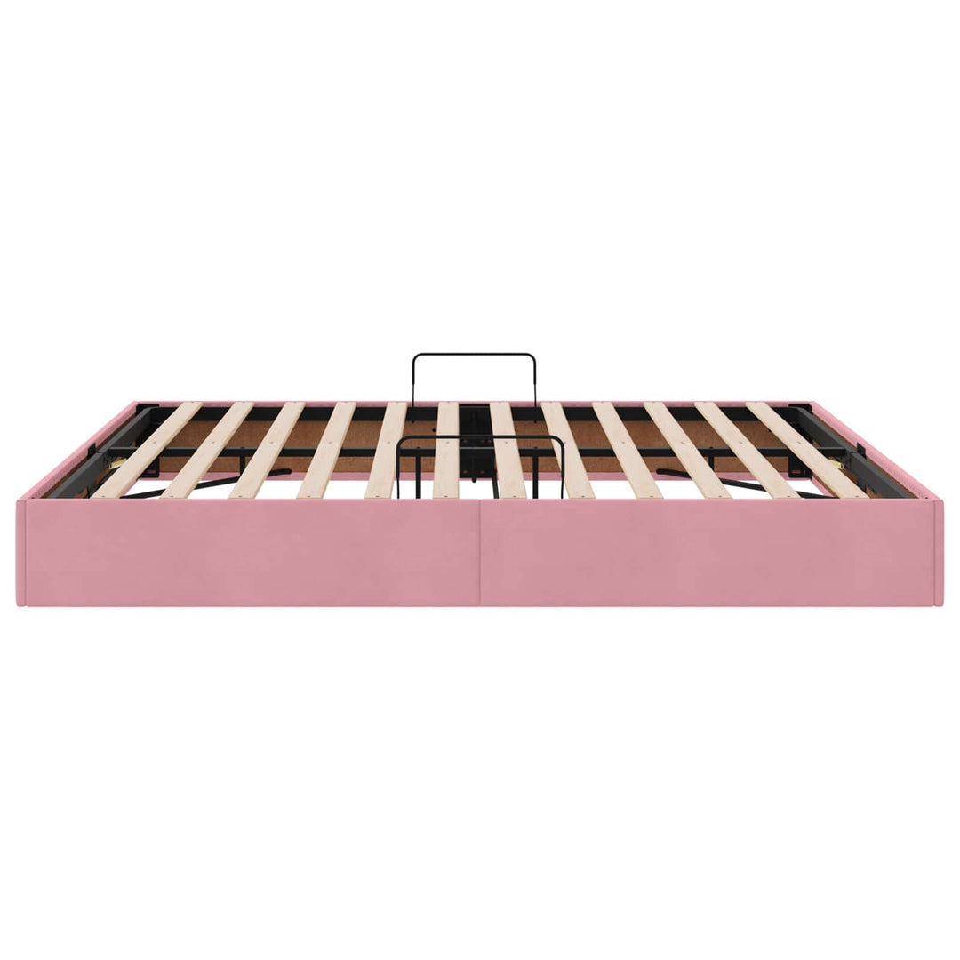 Ottoman Sengestel med opbevaring Lyserød 180 x 200 cm Fløjl