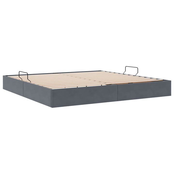 Ottoman Sengestel med opbevaring Mørkegrå 200 x 200 cm Fløjl